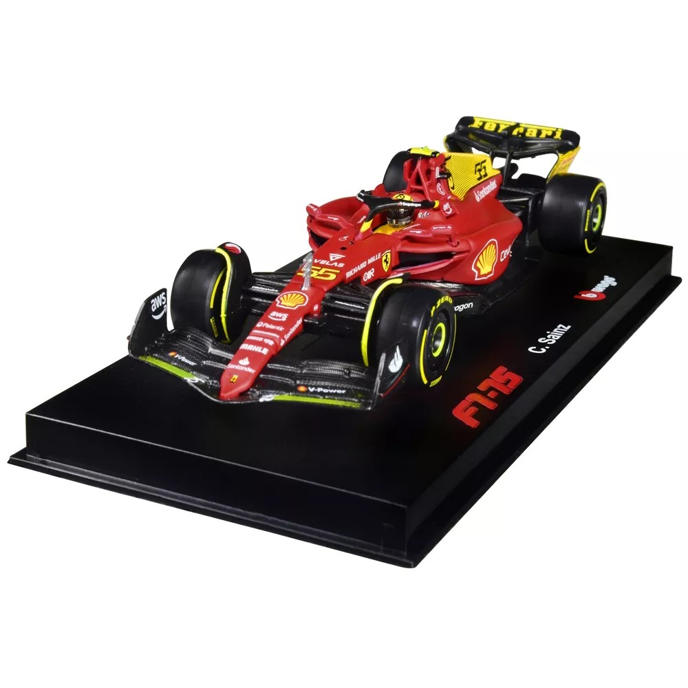 Burago Ferrari F1-75 #55 Carlos Sainz "Giallo Modena" F1 Italian GP (2022)