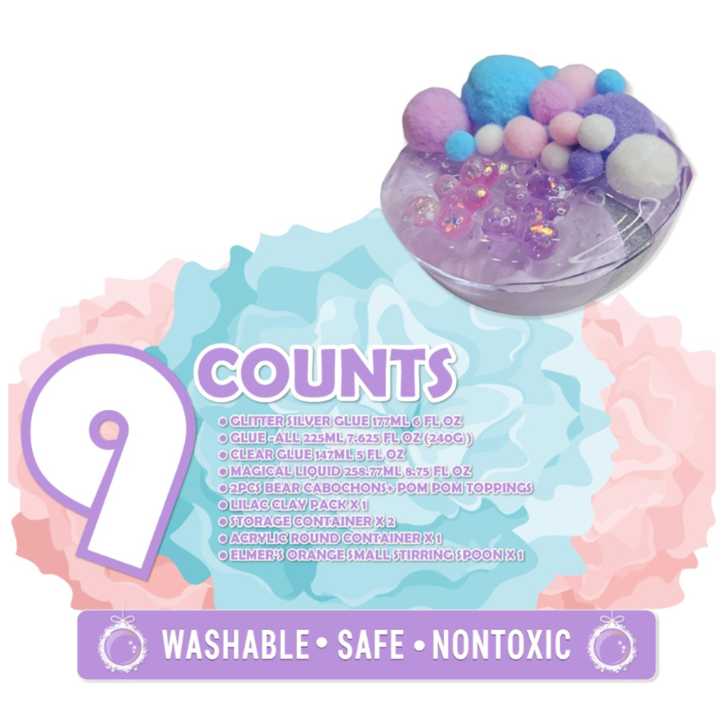 Elmers Pom Pom Bear Lilac DIY Kit