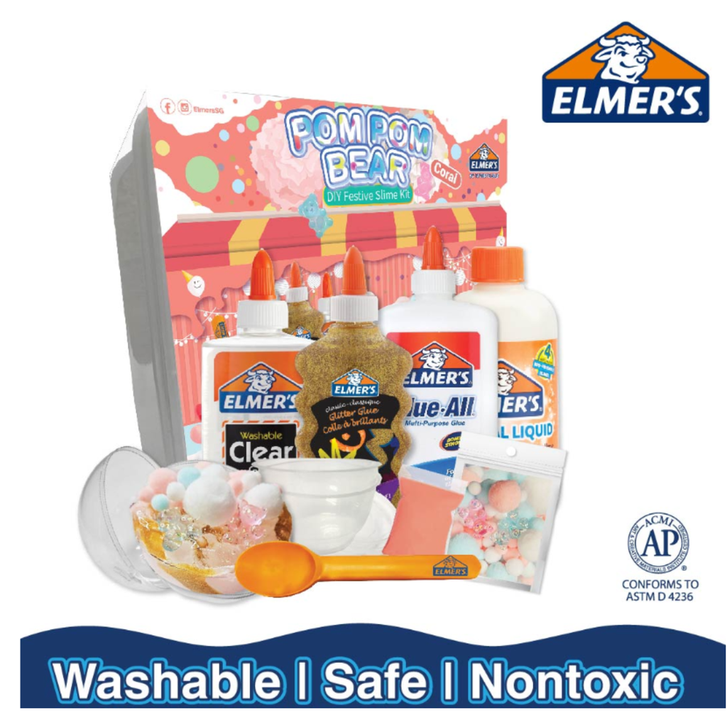Elmers Pom Pom Bear Coral DIY Kit