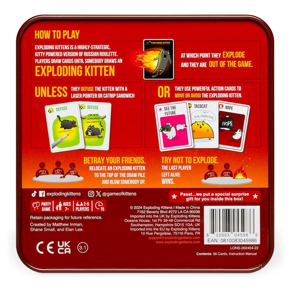 Exploding Kittens Original Edition in a Collectible TIN