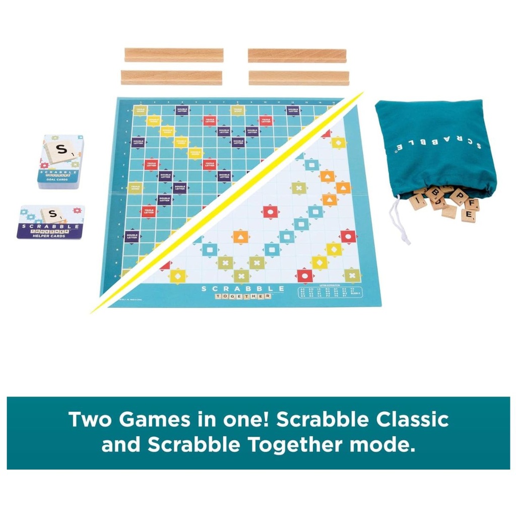 Mattel Games Scrabble Board Game Wood Tiles