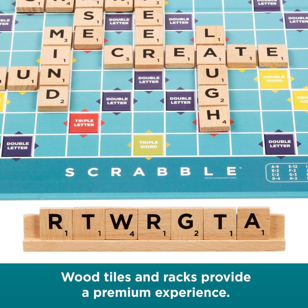 Mattel Games Scrabble Board Game Wood Tiles