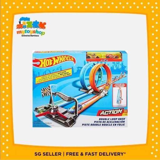 [502FH85,887961762617] Hot Wheels Double Loop Dash Playset