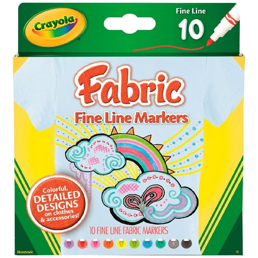 [071662286262] Crayola 10ct Fine Line Fabric Markers
