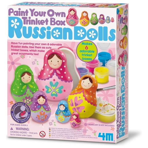 [4893156046178] 4M Paint your own Trinket Box Russian dolls