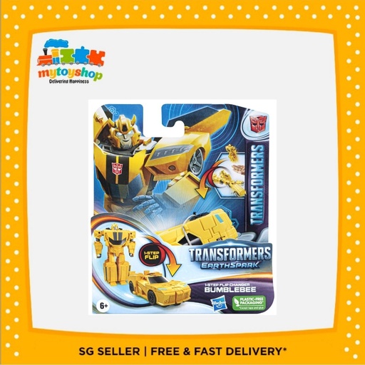 [5010994183325] Transformers Earthspark 1 Step Flip Changer Bumblebee Action Figure
