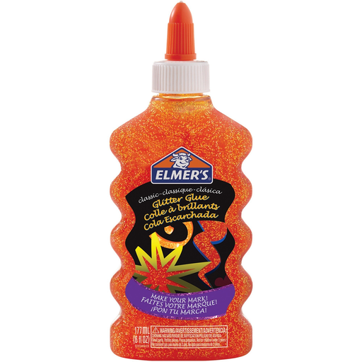 [026000181938] Elmers Glitter Glue Orange 6OZ