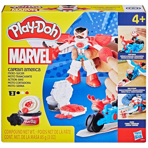 [5010996280008] PlayDoh Marvel Captain America Moto Slicer Playset