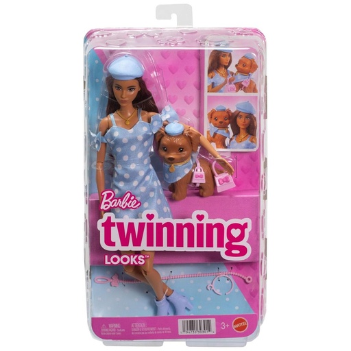 [194735303014] Barbie Fab Dur-Ever Style Twinning Looks Doll with Pet Dog Brunette